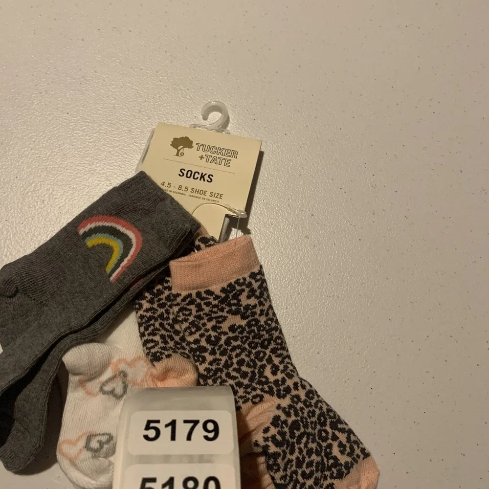 Tucker + Tate Nordstrom 3 Pack Socks Rainbow Girls Shoe Size‎ 4.5-8.5 NWT 5179